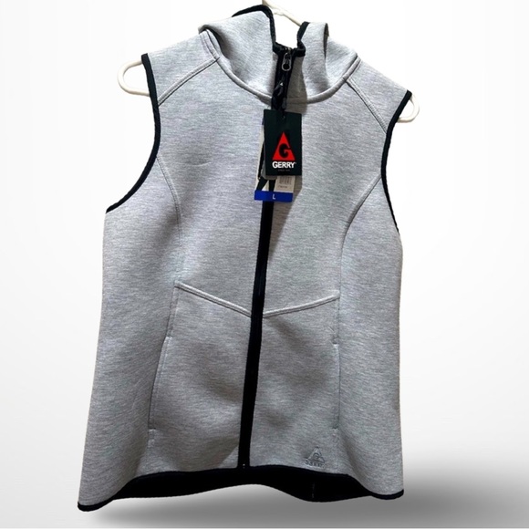 New Gerry Ladies' Lightweight Knit Vest Hooded in Light Heather Grey NWT - Picture 9 of 15